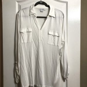 Liz Claiborne White Tunic Pockets XL